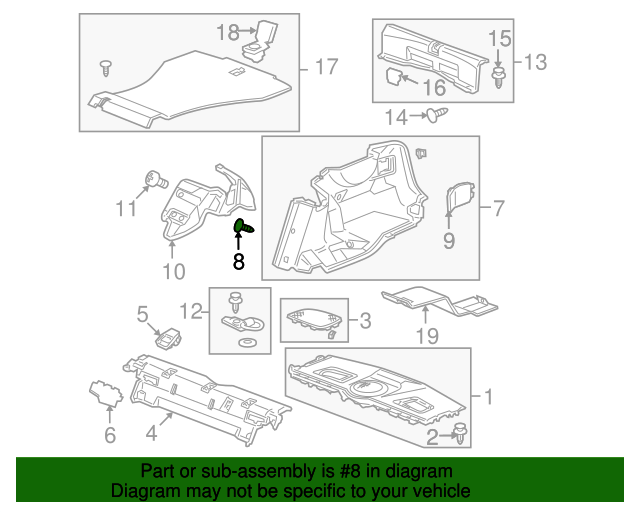 01 21 Acura Clip Trim 7mm Nh167l Graphite Black S0d 003zh Oemacurapart