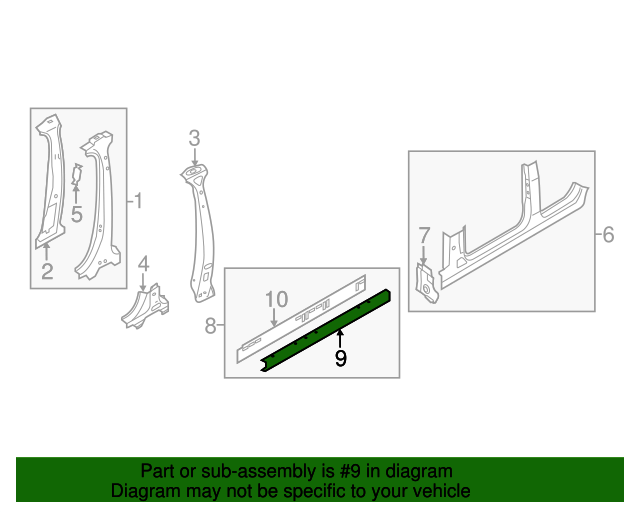 20092016 Audi Rocker Panel Reinforcement 8K0809755A Wholesale