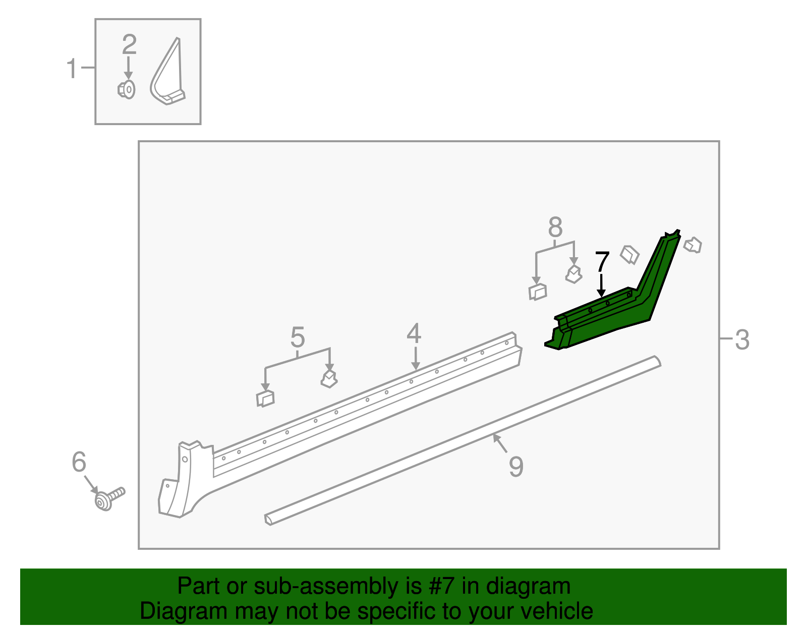 Anthracite Passenger Side Rocker Panel Rear Molding - GM (95248167)