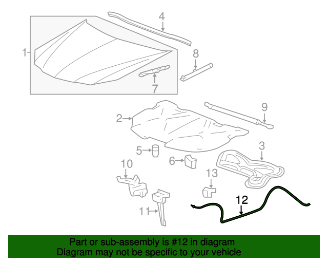 20042016 GM Primary Hood Latch Release Cable 10311086