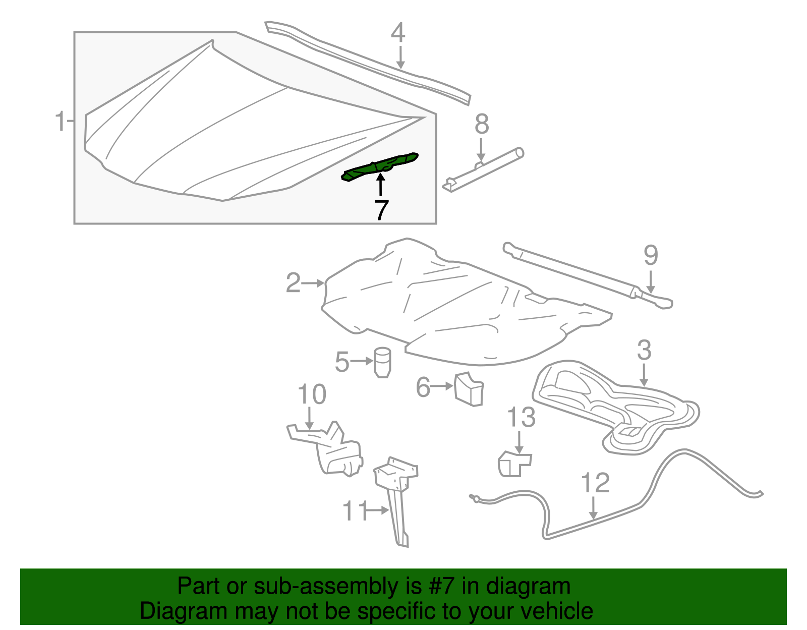 Passenger Side Hood Hinge (Hood Side) - GM (88899266)