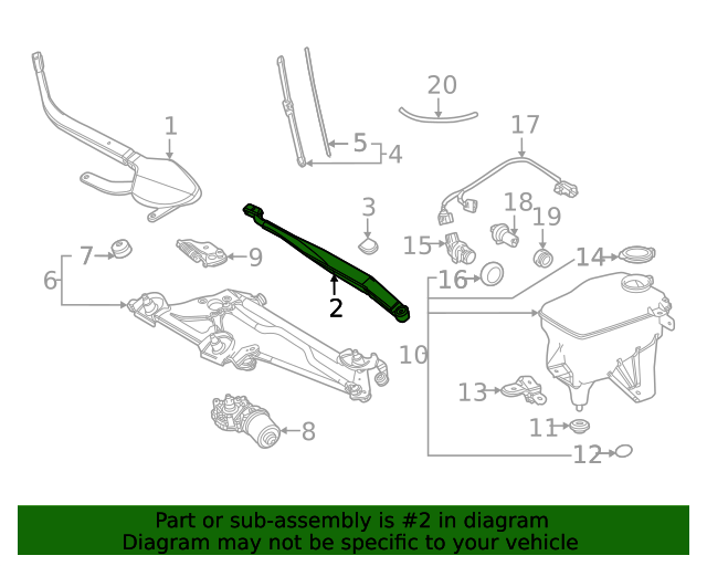 20162020 Toyota Mirai Wiper Arm 8522162030 Toyota Parts Center