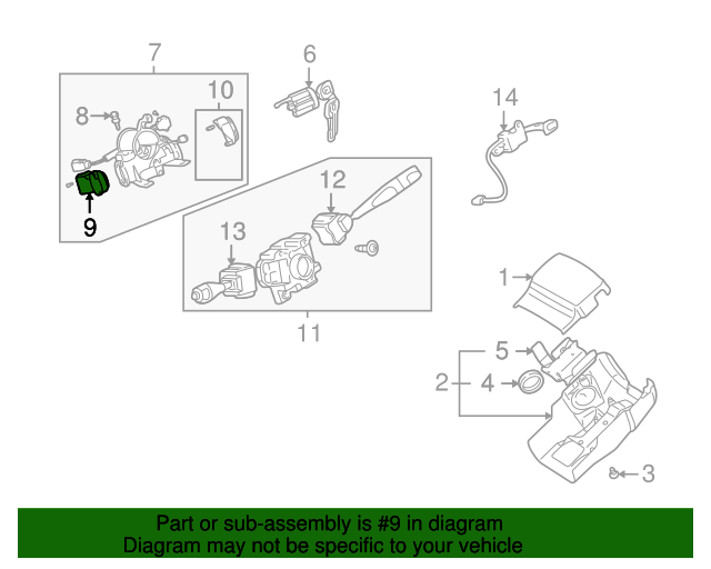 19962009 Mitsubishi Ignition Switch 8602A010 QuirkParts