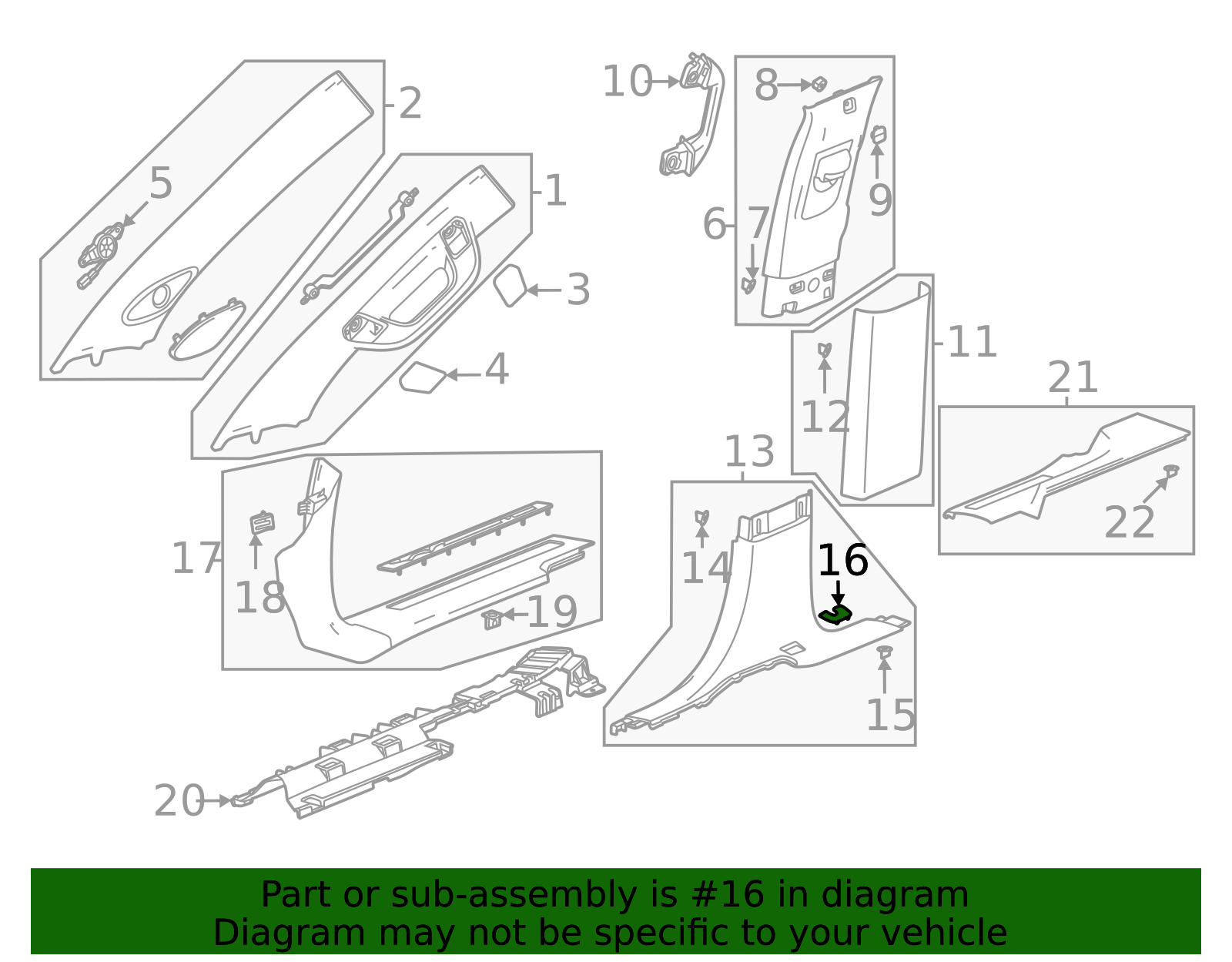 Center Pillar Lower Garnish Molding Lower Hole Cover - GM (84436404)