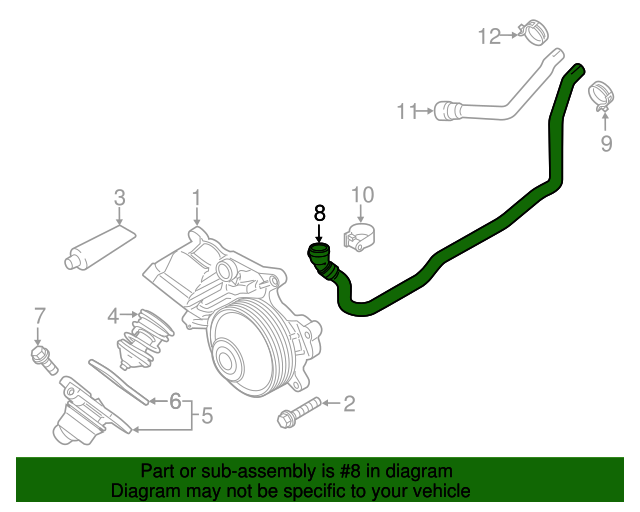 64219243891 - 2012-2018 BMW HVAC Heater Hose (64-21-9-243-891 