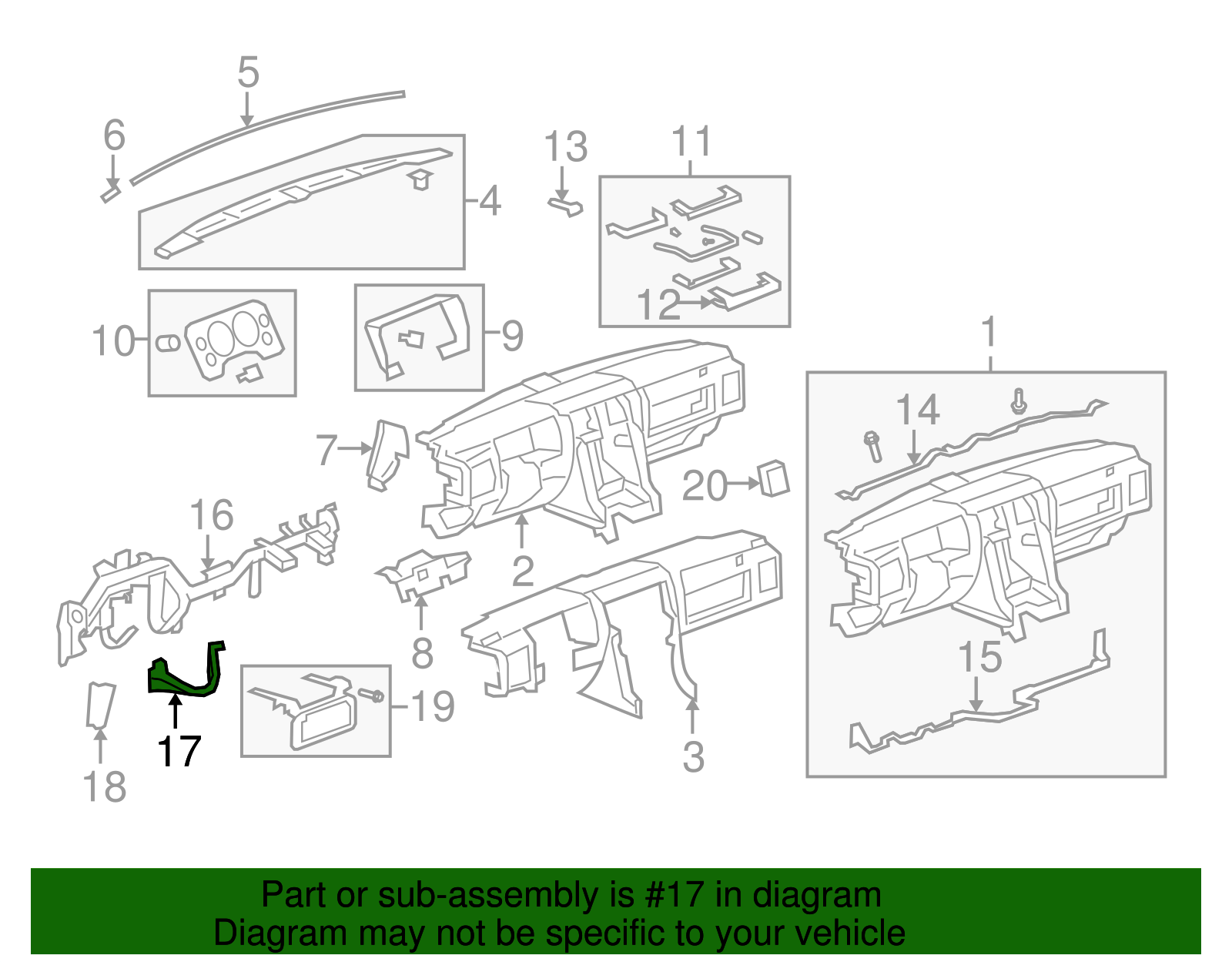 Driver Side Instrument Panel Knee Bolster Deflector - GM (23151658)