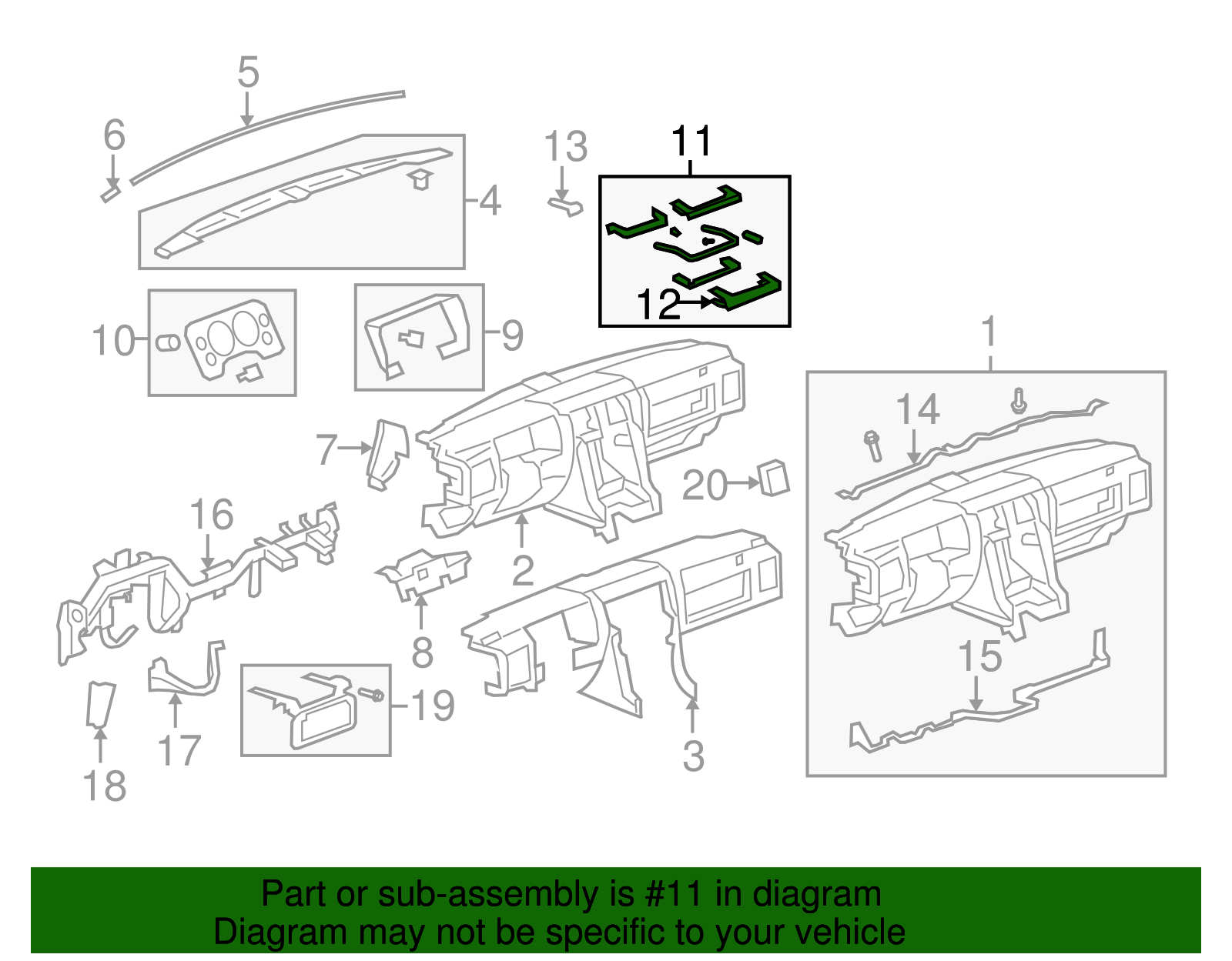 Handle Assembly-I/P Asst *Ebony - GM (25910111)