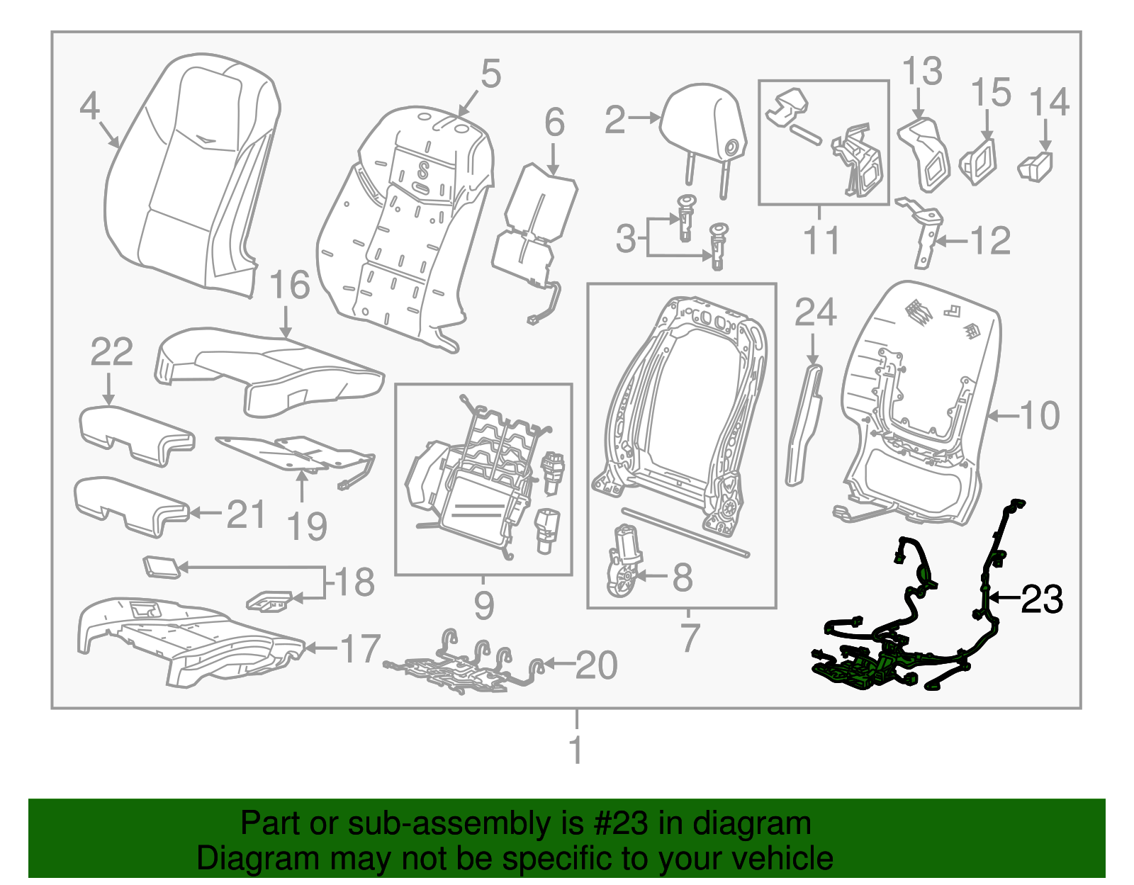 Driver Seat Wiring Harness - Cadillac (84128576)