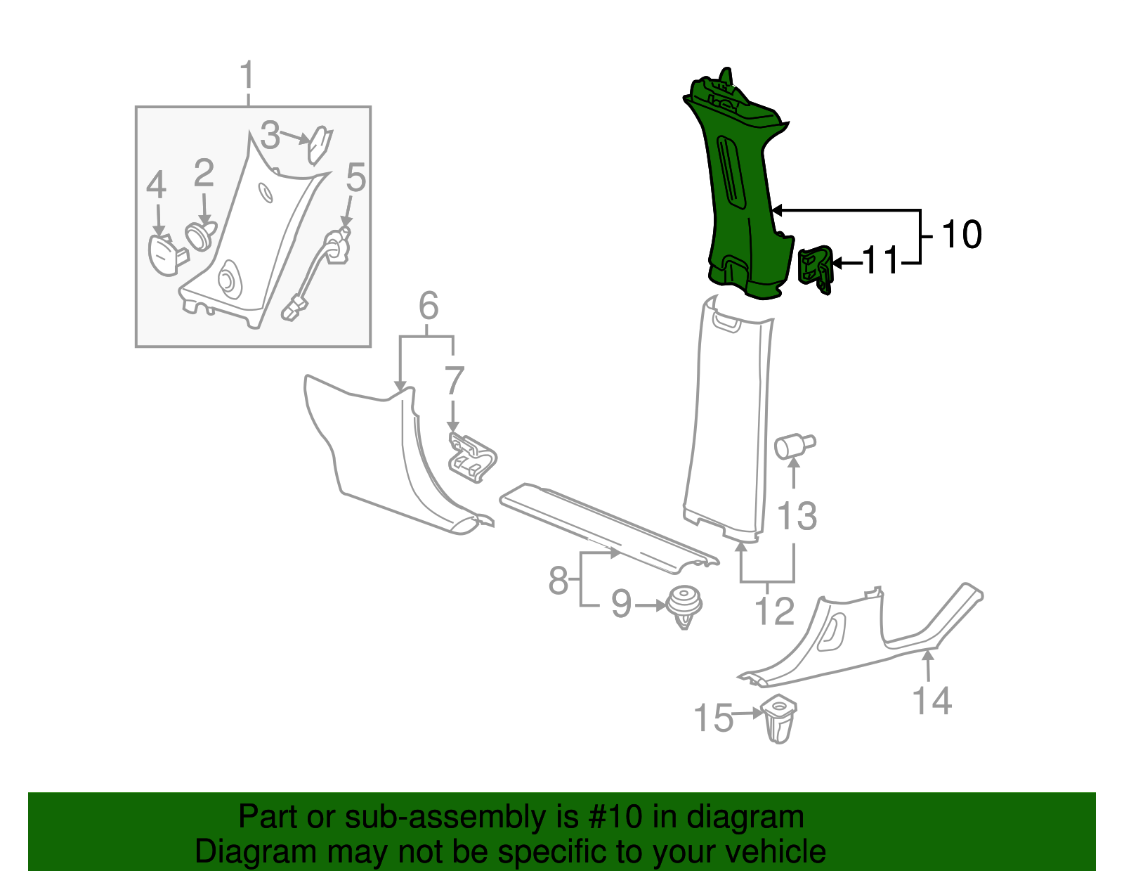 Panel, Center Pillar Upper Tr - GM (25820083)