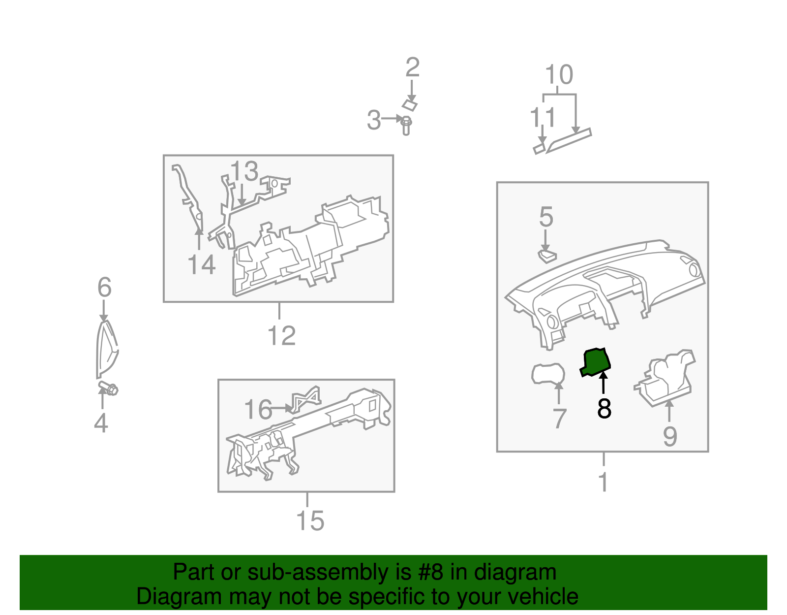 Driver Side Instrument Panel Outer Air Outlet Duct - GM (96661709)