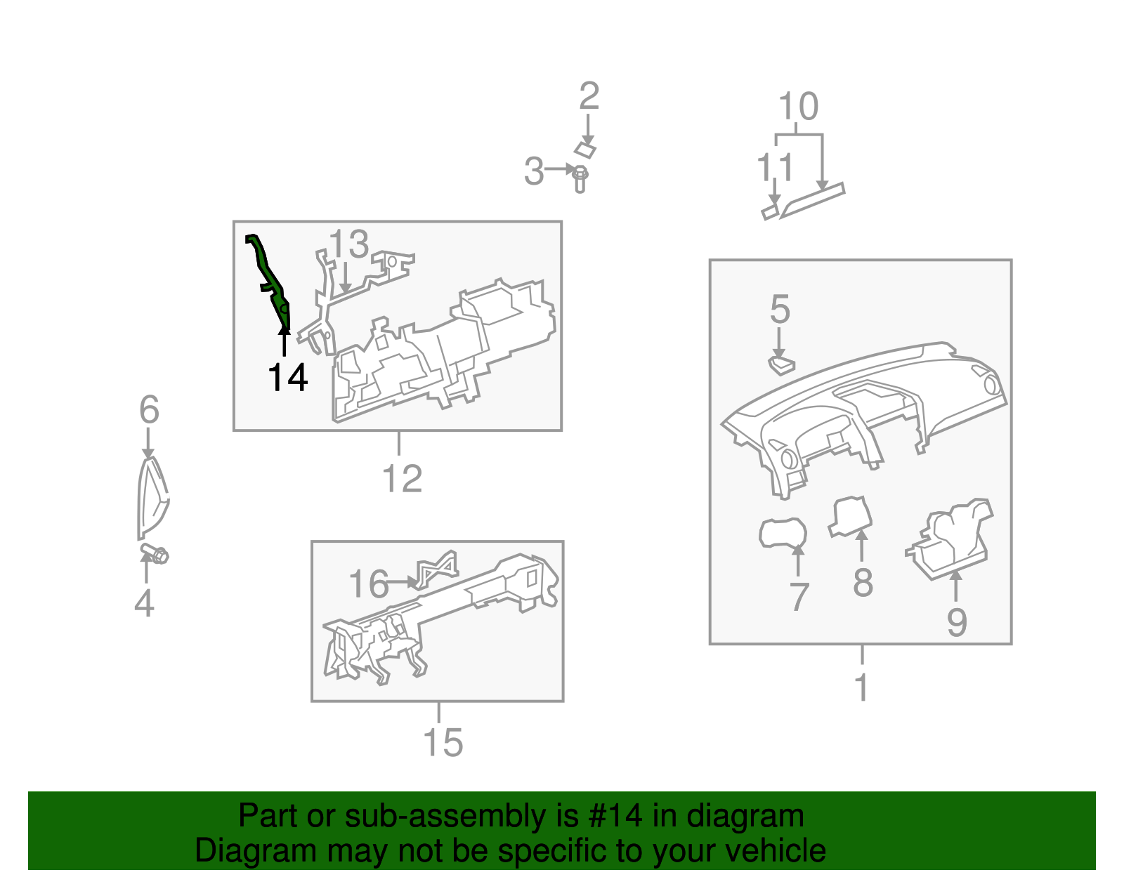 Instrument Panel Center Support Bracket - GM (96476908)
