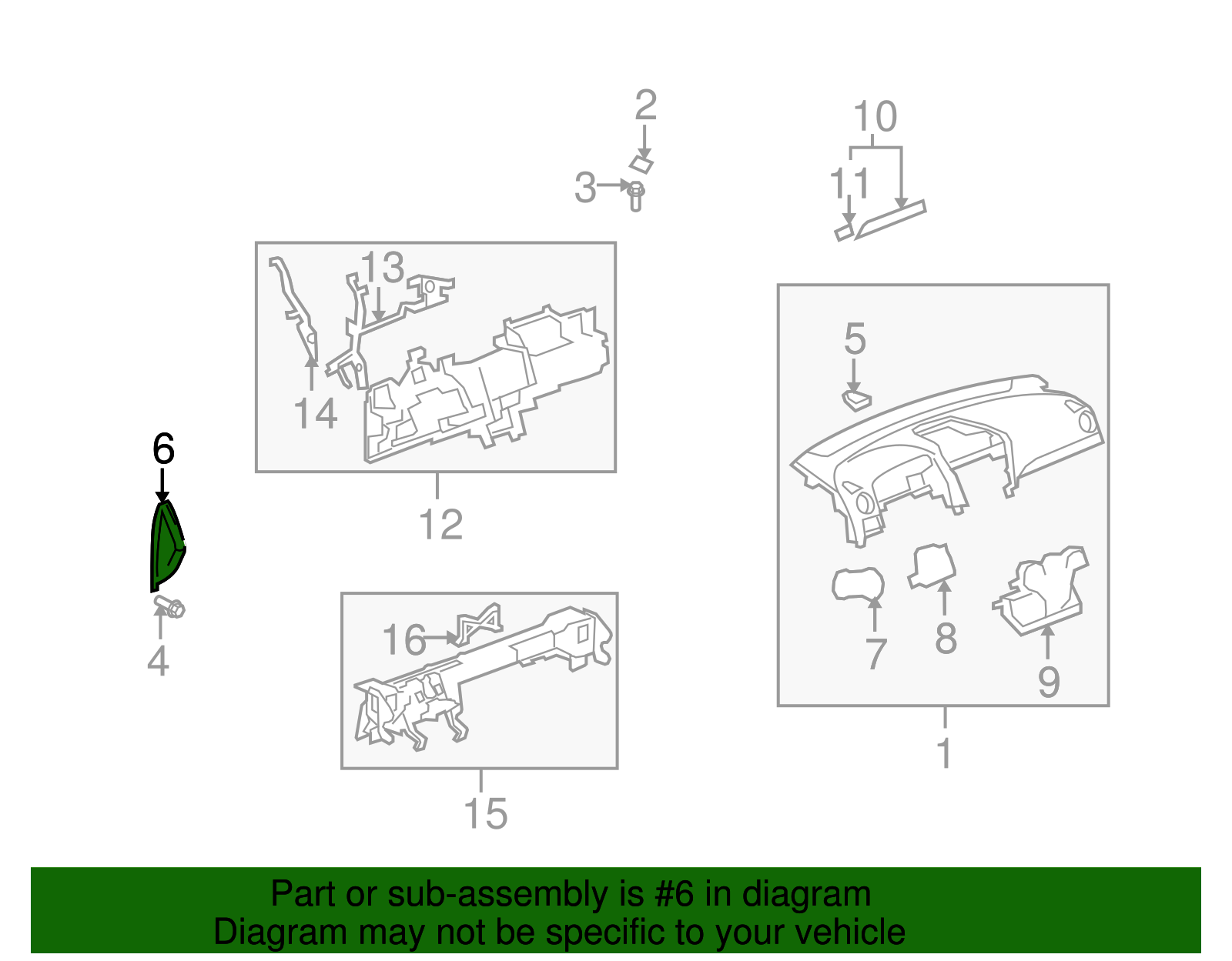 Passenger Side Instrument Panel Side Trim Panel - GM (96835002)