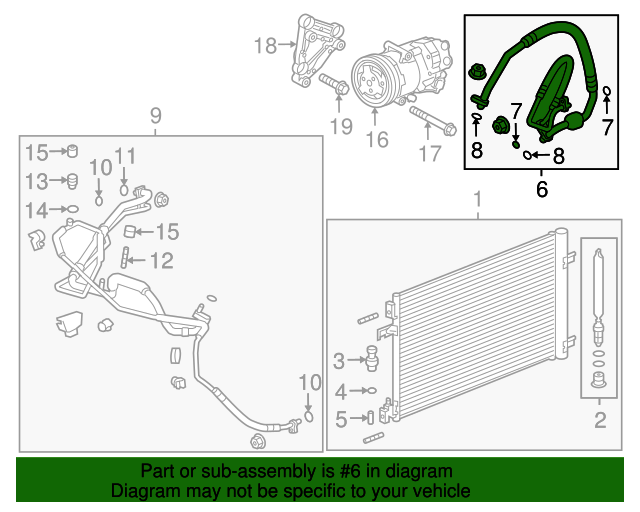 2013 Chevrolet Cruze Air Conditioning Compressor and Condenser Hose
