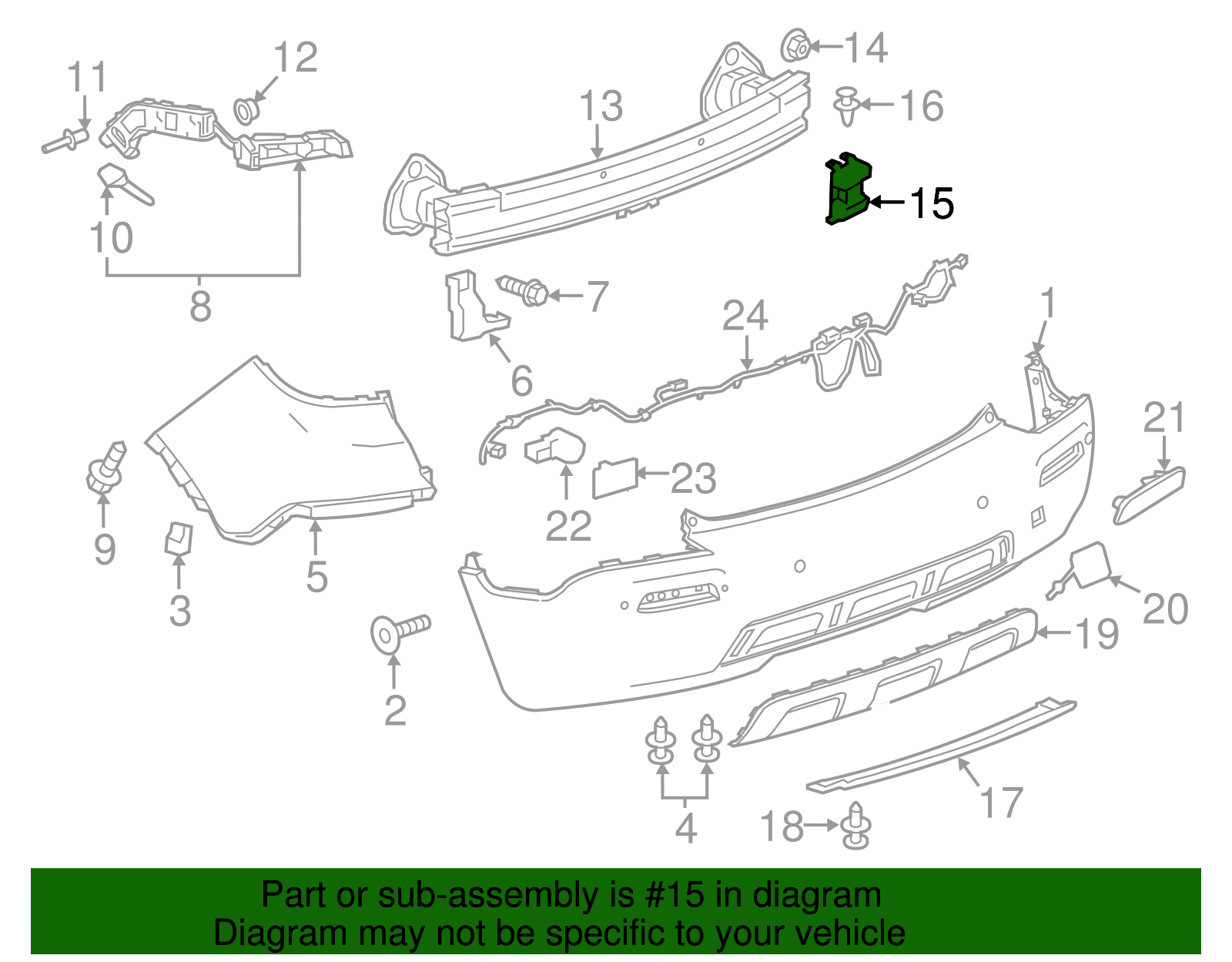 Rear Driver Side Bumper Impact Bar Bumper - GM (95270289)