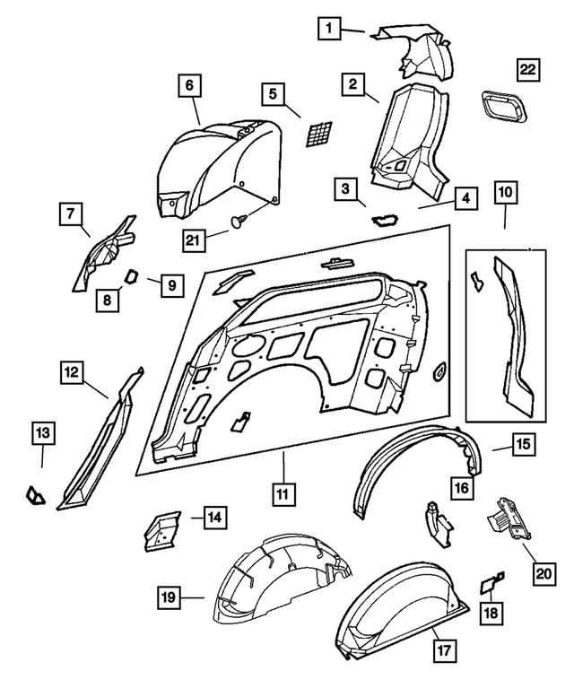 20042007 Mopar Quarter Panel Reinforcement, Quarter Panel, Inner 4860809AB Mopar Estores