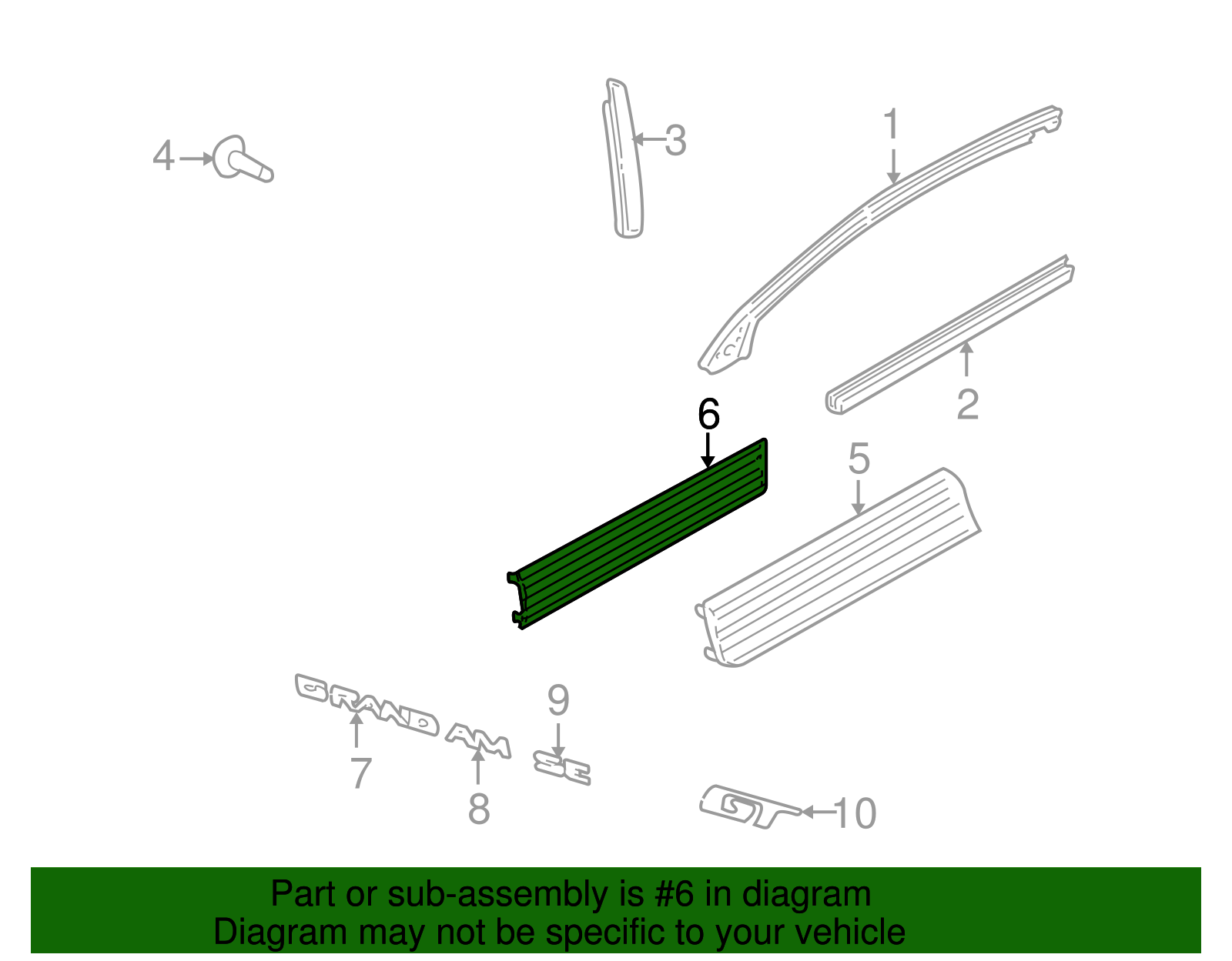 Driver Side Front Door Center Molding - GM (88898960)