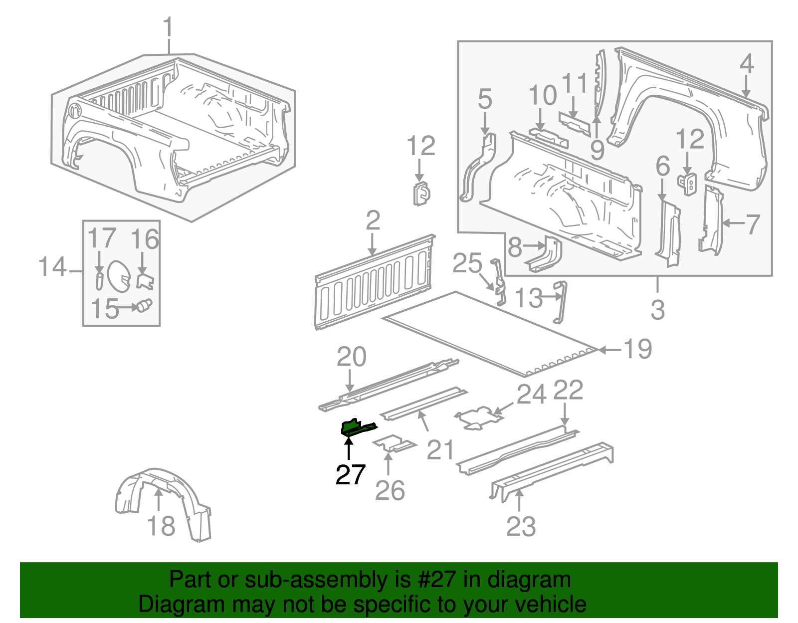 Driver Side Pickup Box Platform Front Cross Sill Reinforcement - GM (93291068)
