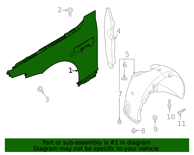 2020-2021 Genesis G90 Panel Fender Right-hand 66320-D2500 | QuirkParts