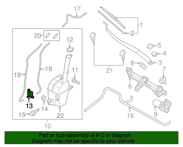 20132020 Hyundai Washer Pump 985102W500 OEM Parts Online