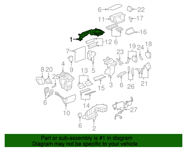 20062011 GM Heater, Air Conditioning Evaporator, and Blower Lower Case 15787040