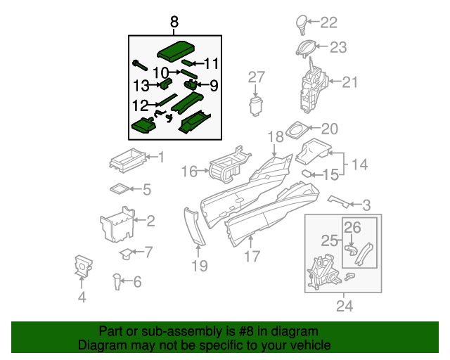 83450SNAU02ZA Armrest Assembly, Console *NH167L* (Graphite Black