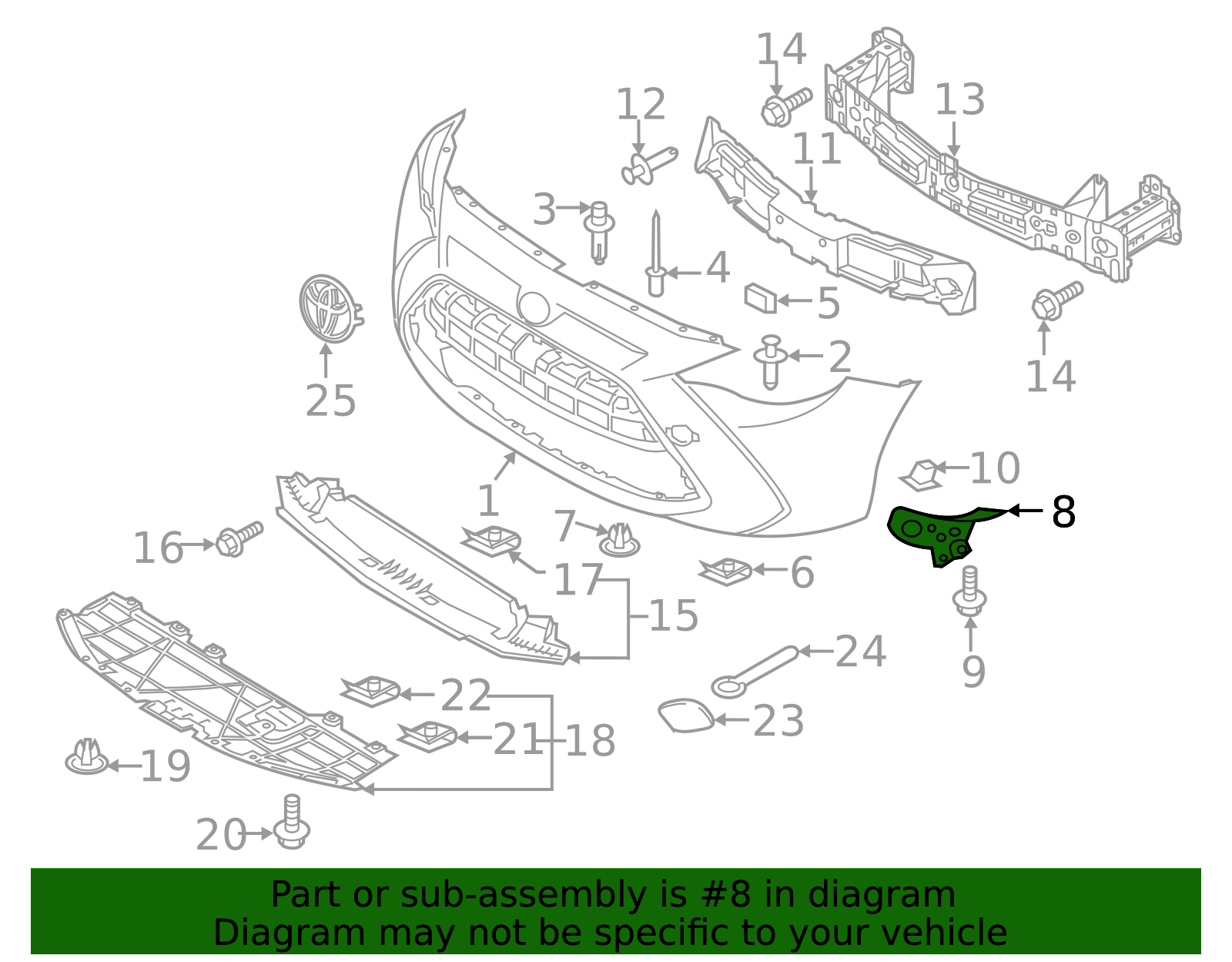 Bumper Cover Support Rail (Right, Front) - Scion (52535-WB002)