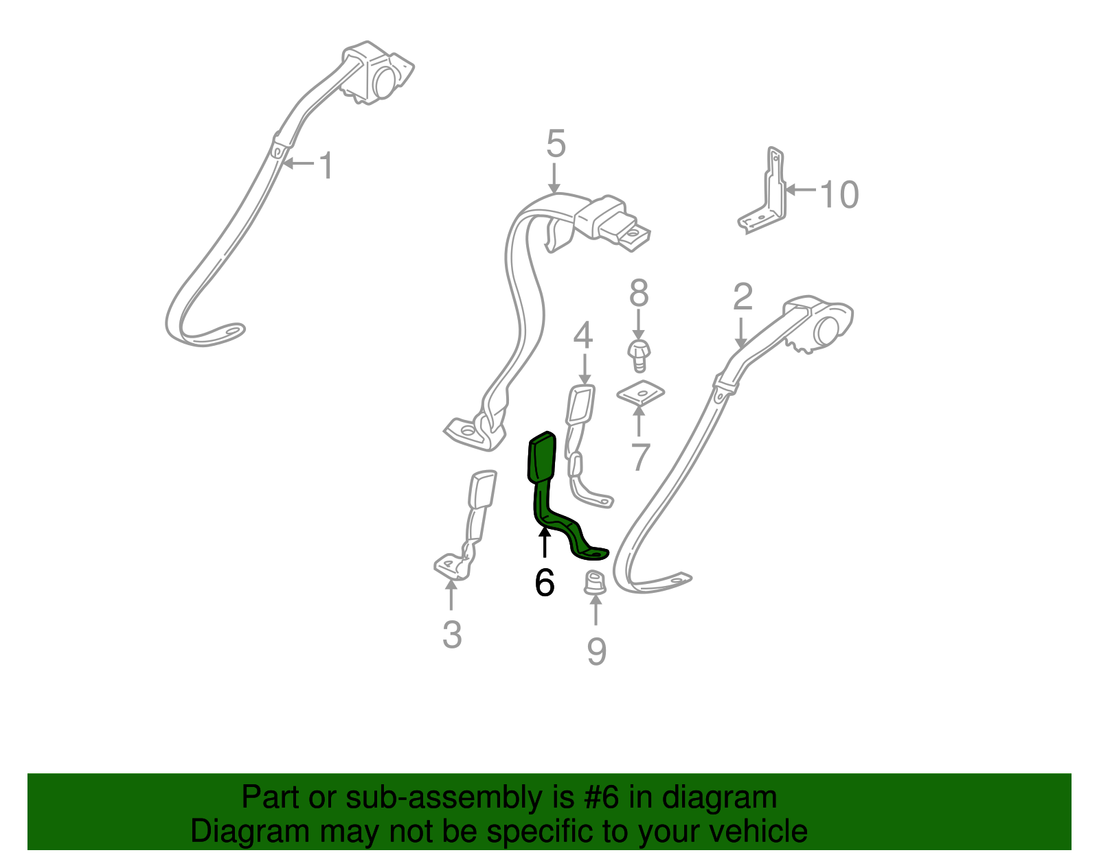 Center Seat Belt - GM (88952199)