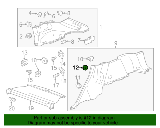 20102016 Cadillac SRX Body Side Lower Trim Panel Retainer 11570952 GM Flow Automotive Center
