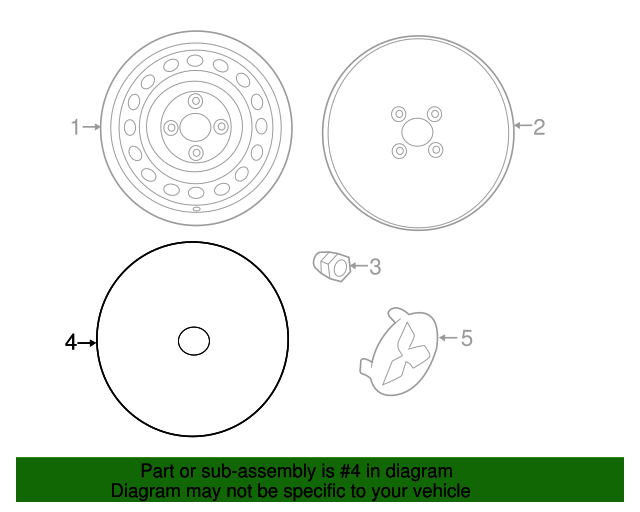 20142015 Mitsubishi Mirage Wheel Cover 4252A018 Mitsubishi Parts