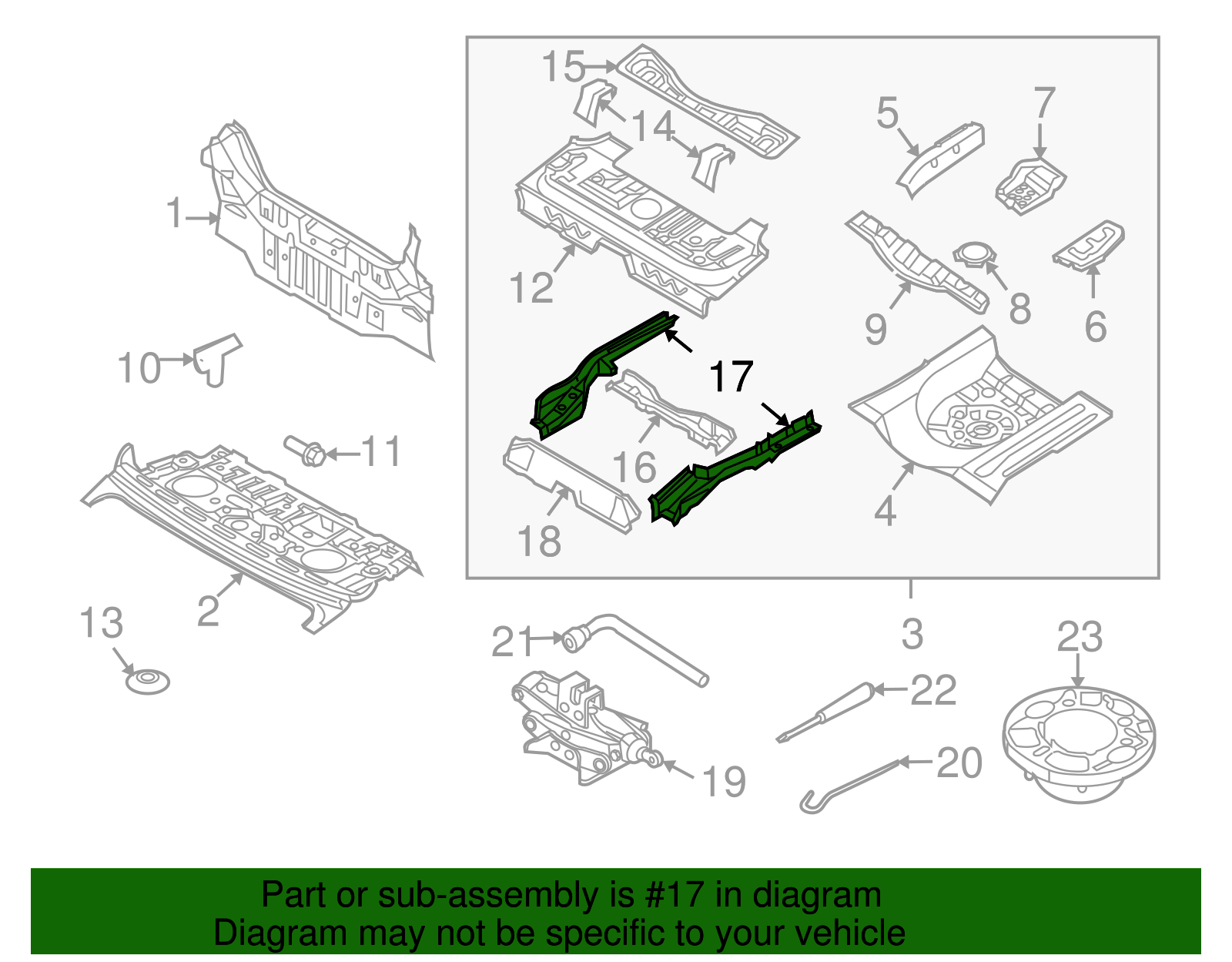 Passenger Side Rear Side Rail - GM (96888613)
