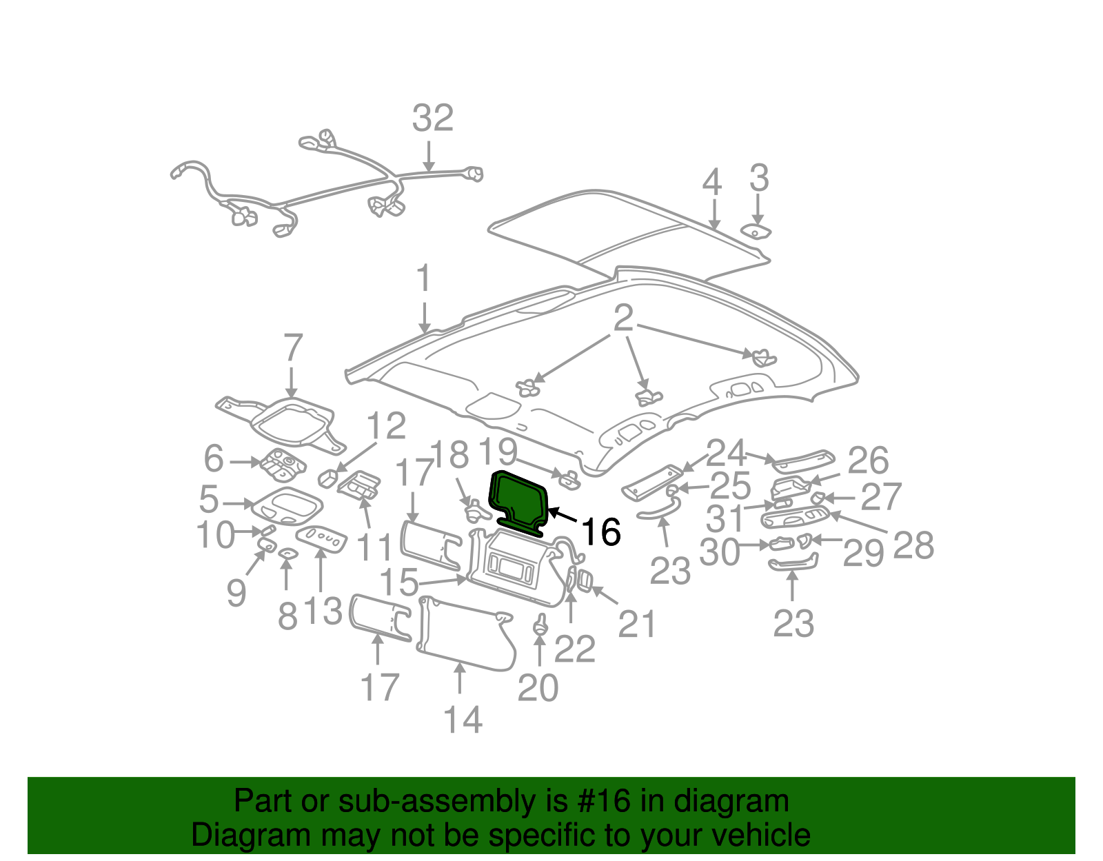 Sunshade Assembly, Auxiliary (Left-hand) *Neutral - GM (88955844)