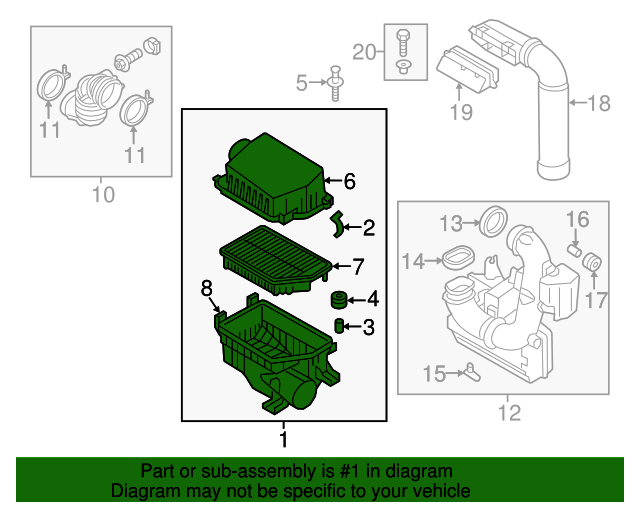 28110A5300 Air Cleaner Assembly 20132017 Hyundai Elantra GT World OEM Parts Hyundai
