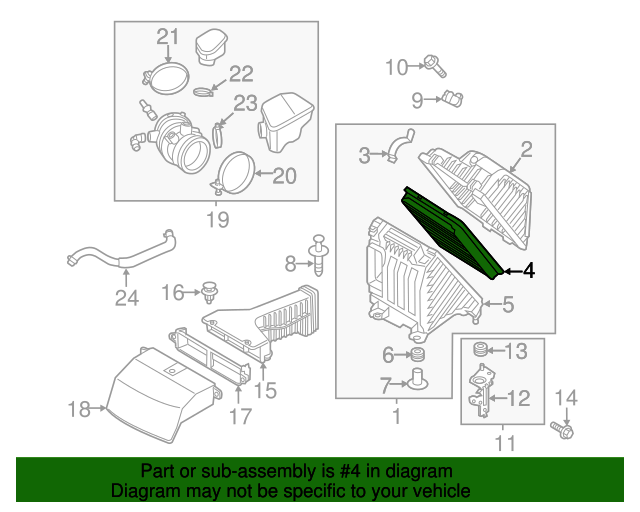 281132w100 20132019 Santa Fe Air Filter Cleaner Genuine OEM World Hyundai World OEM