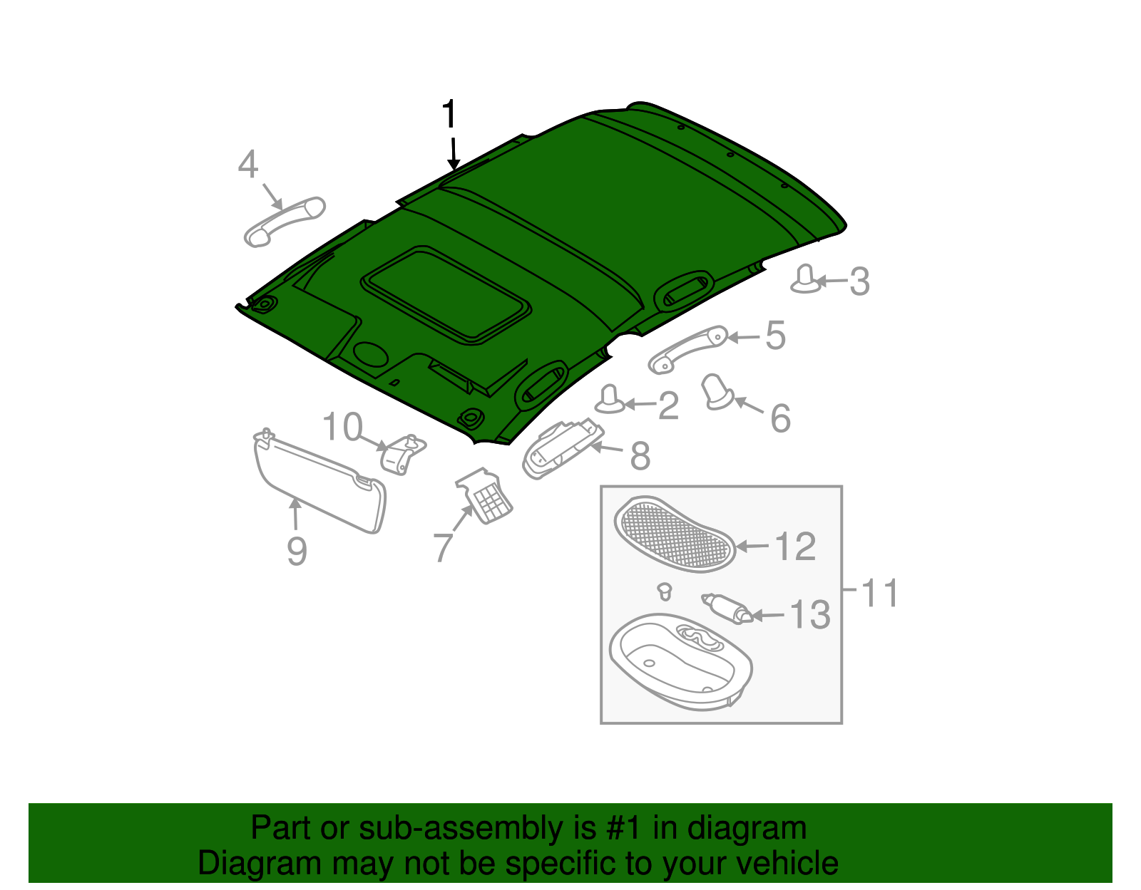 Black Headlining Trim Panel - GM (96946942)