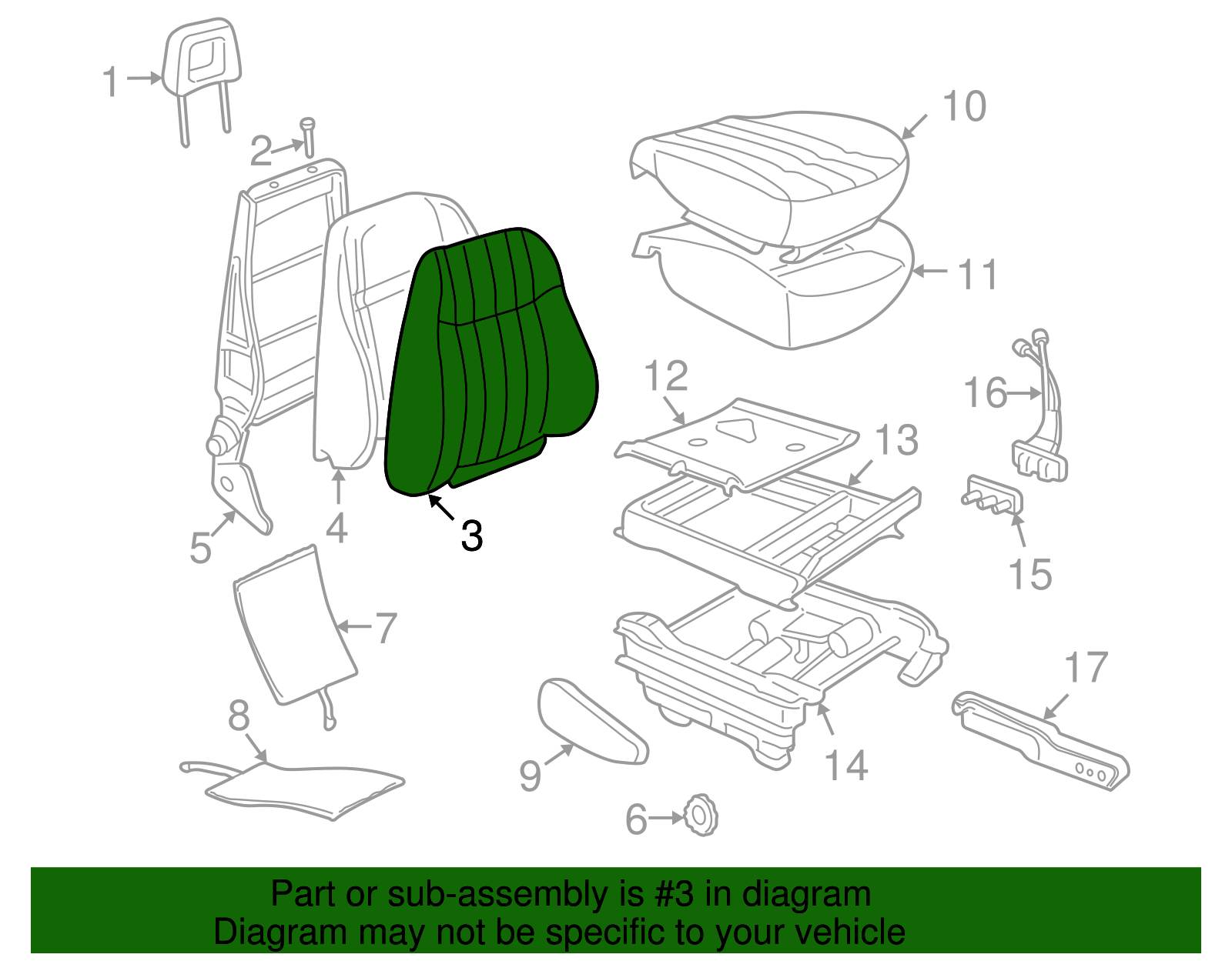 Cover Assembly, D/Seat Black Cushion *Med Gray *Gray - GM (88897359)