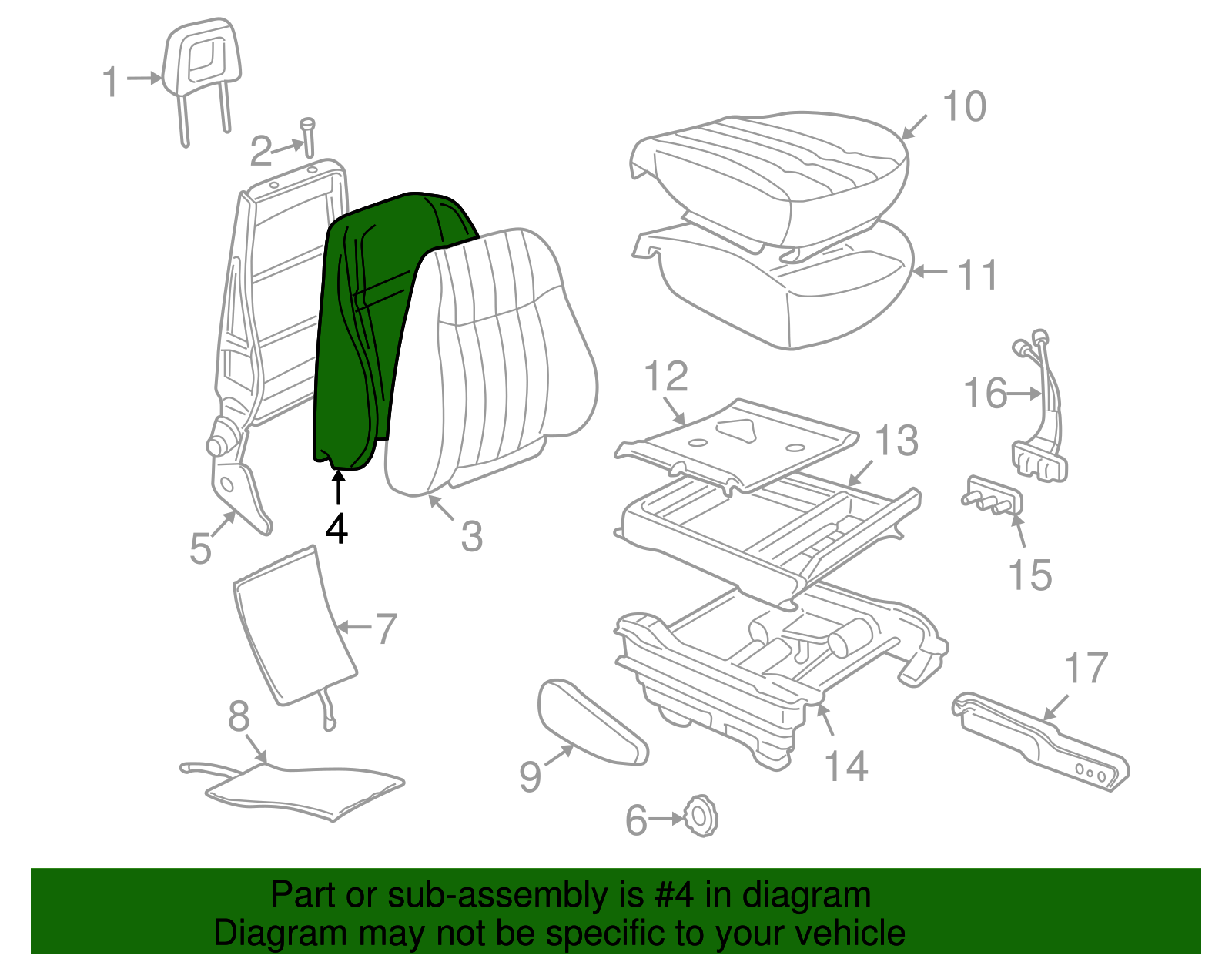 Pad Assembly, D/Seat Black Cushion - GM (88897353)