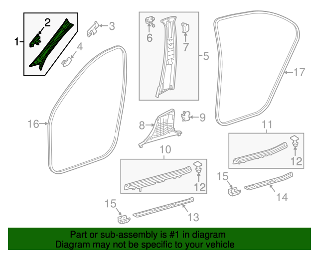 222-690-01-25-9H99 - Windshield Pillar Trim 2014-2020 Mercedes 