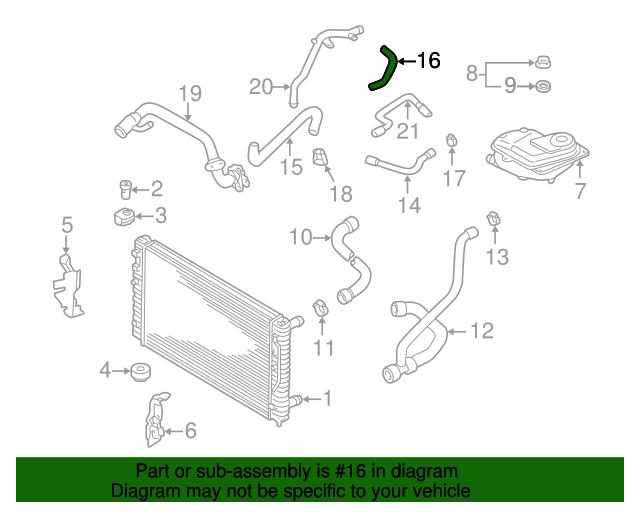 20002005 Volkswagen Passat Engine Coolant Hose 06B121058 OEM Parts