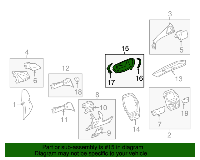 20162022 Chevrolet Spark Jet Black Instrument Panel Cluster Trim Plate