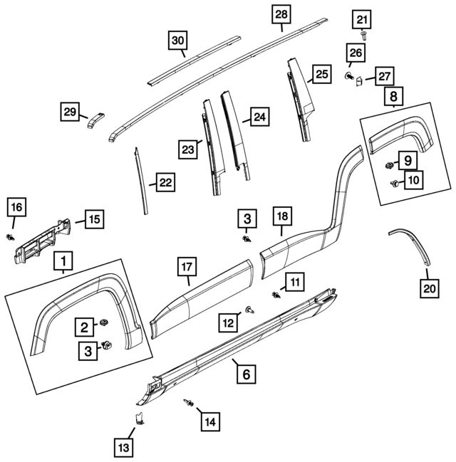 Body Side Molding Mopar (5VX87LXHAA) Preston Parts