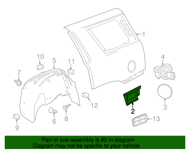 20152020 GM Driver Side Body Side Outer Panel Rear Lower Extension