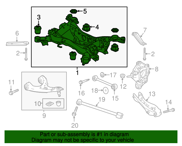 50300TG8A00 SubFrame Assembly, Rear Suspension (2WD) 20162021