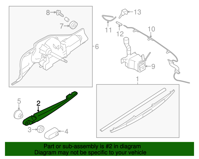 20122017 Subaru Wiper Arm, Rear 86532KG100 Subaru Parts For You