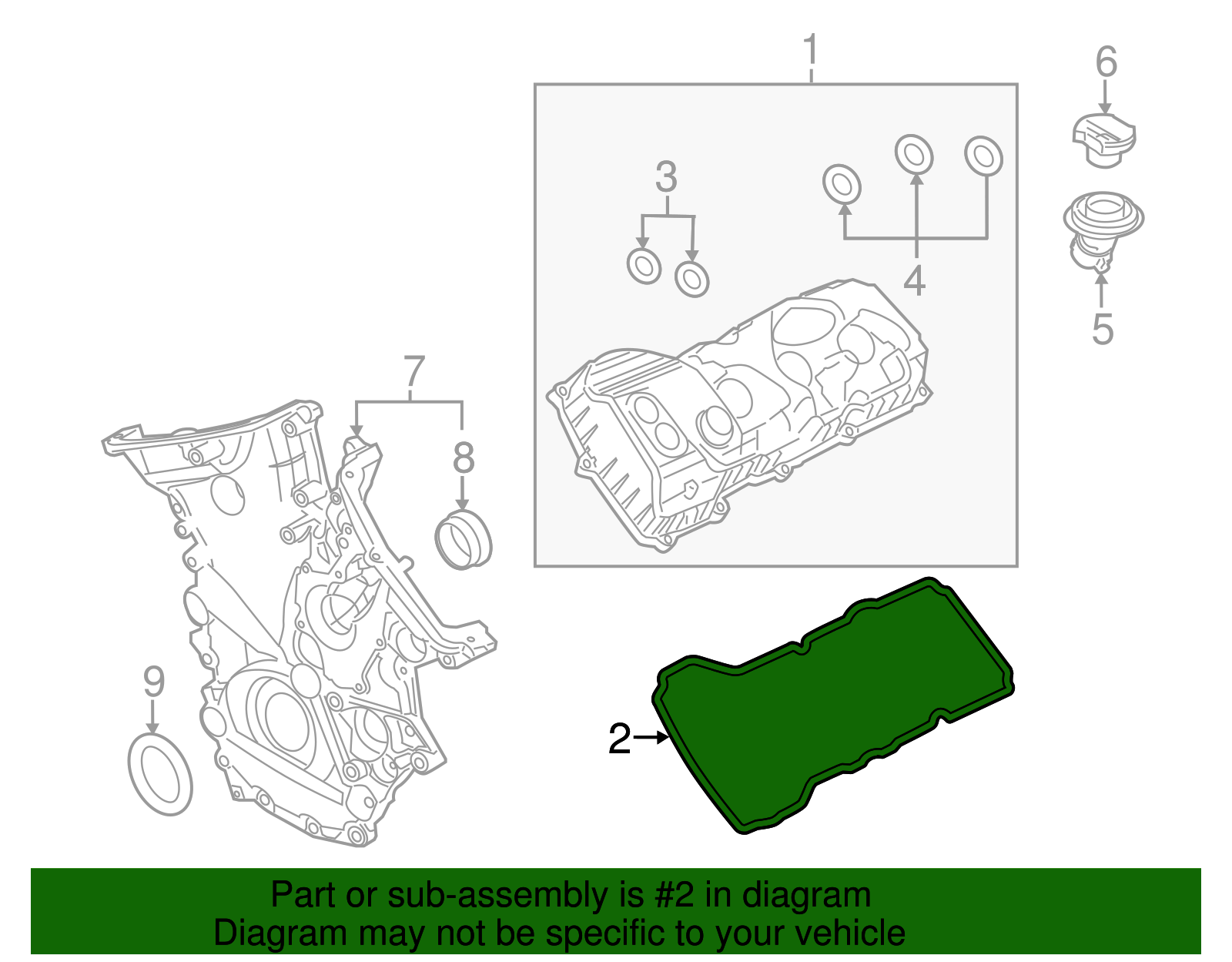 8C3Z6584A OE Valve Cover Gasket, 2008-2010 Ford 6.4L Powerstroke