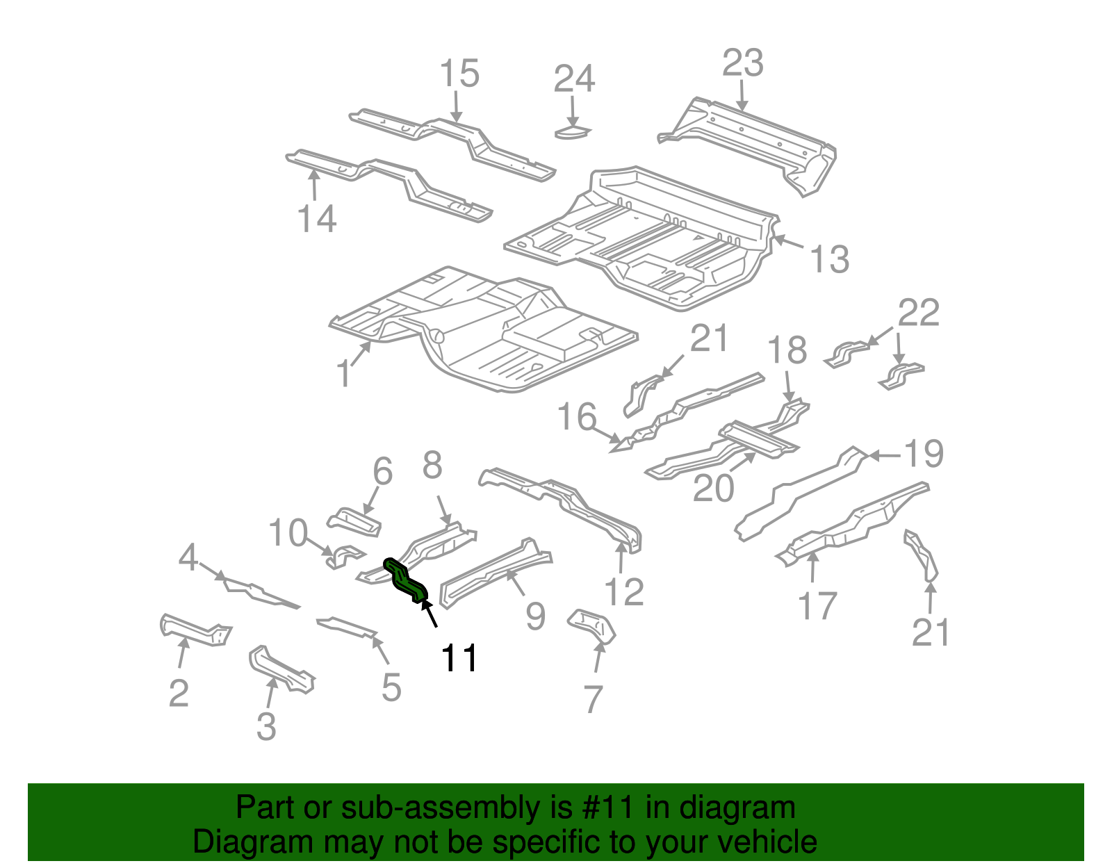 Driver Side Floor Panel At Tunnel Stiffener - GM (15173440)