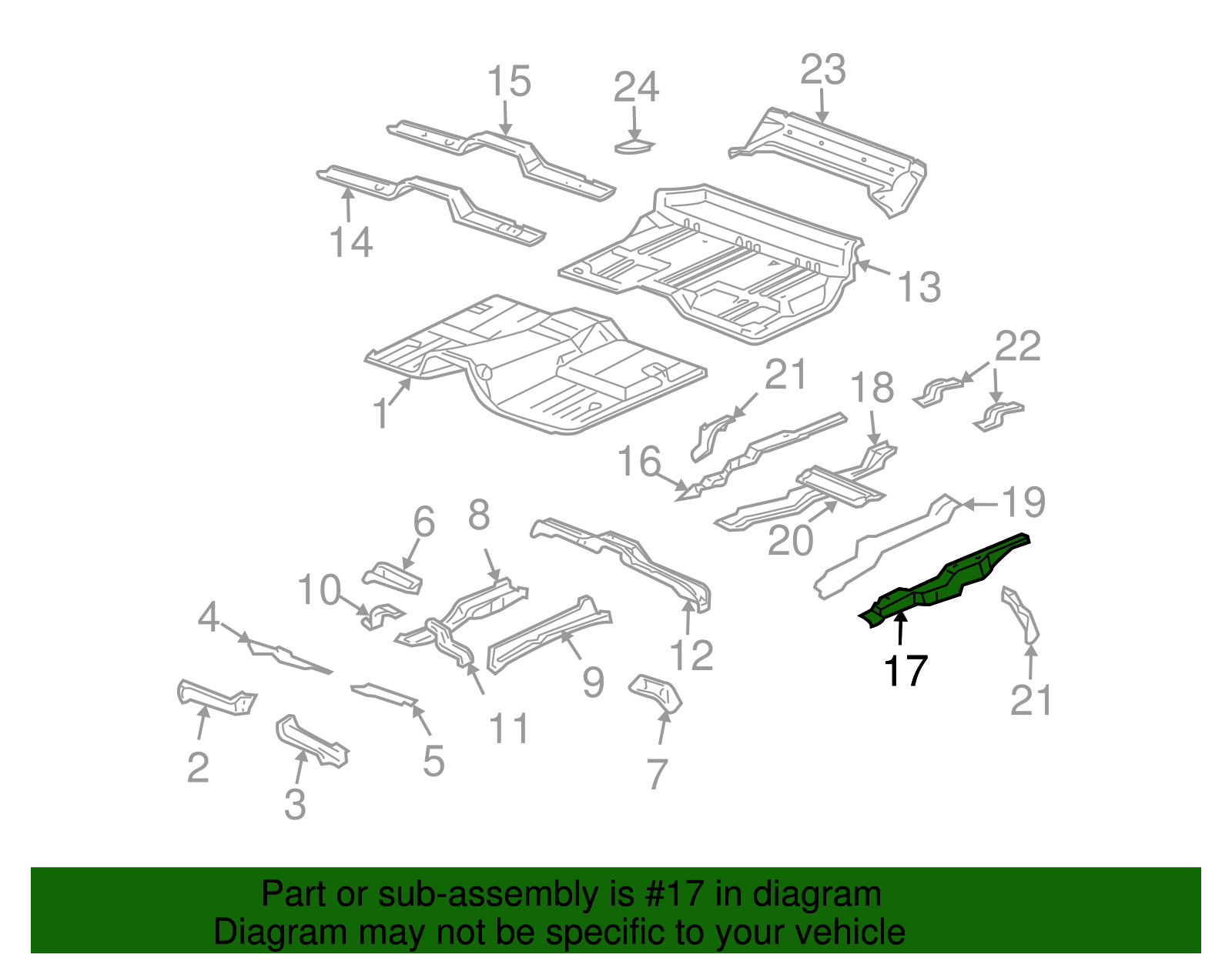 Front Driver Side Floor Panel Reinforcement - GM (15234710)