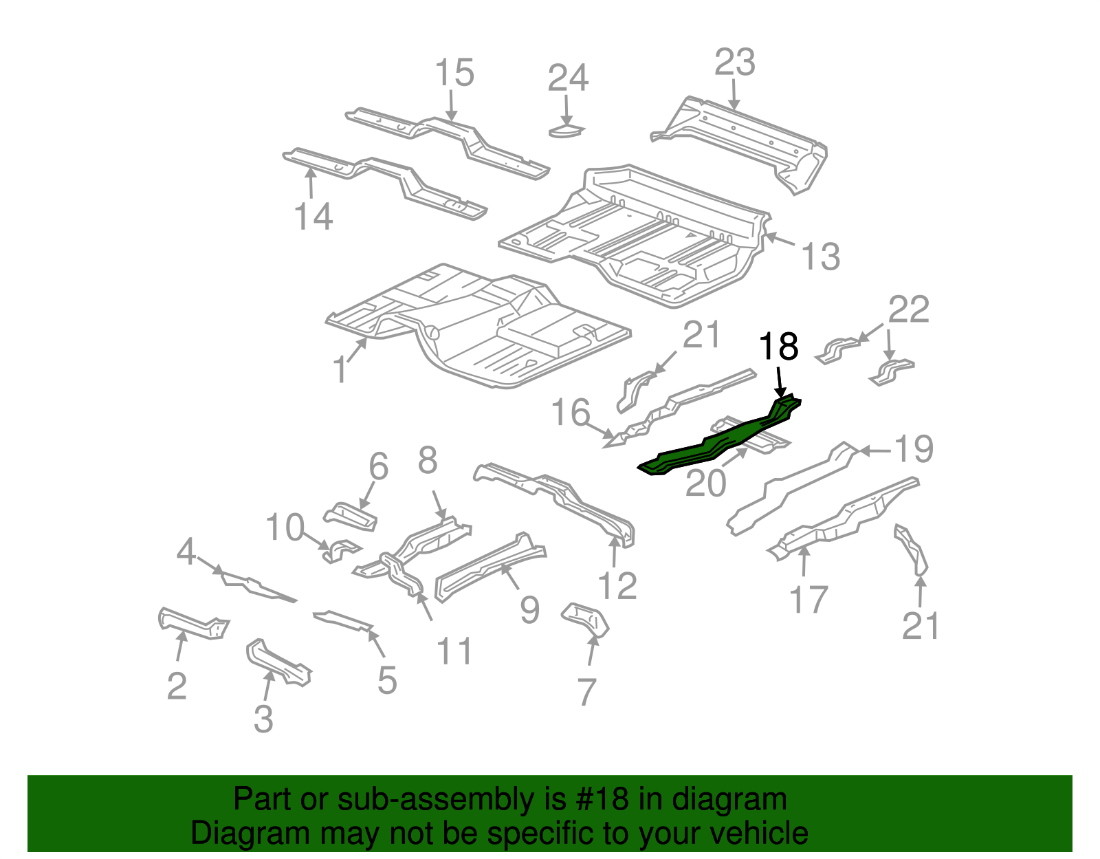 Passenger Side Intermediate Floor Panel Reinforcement - GM (15234712)