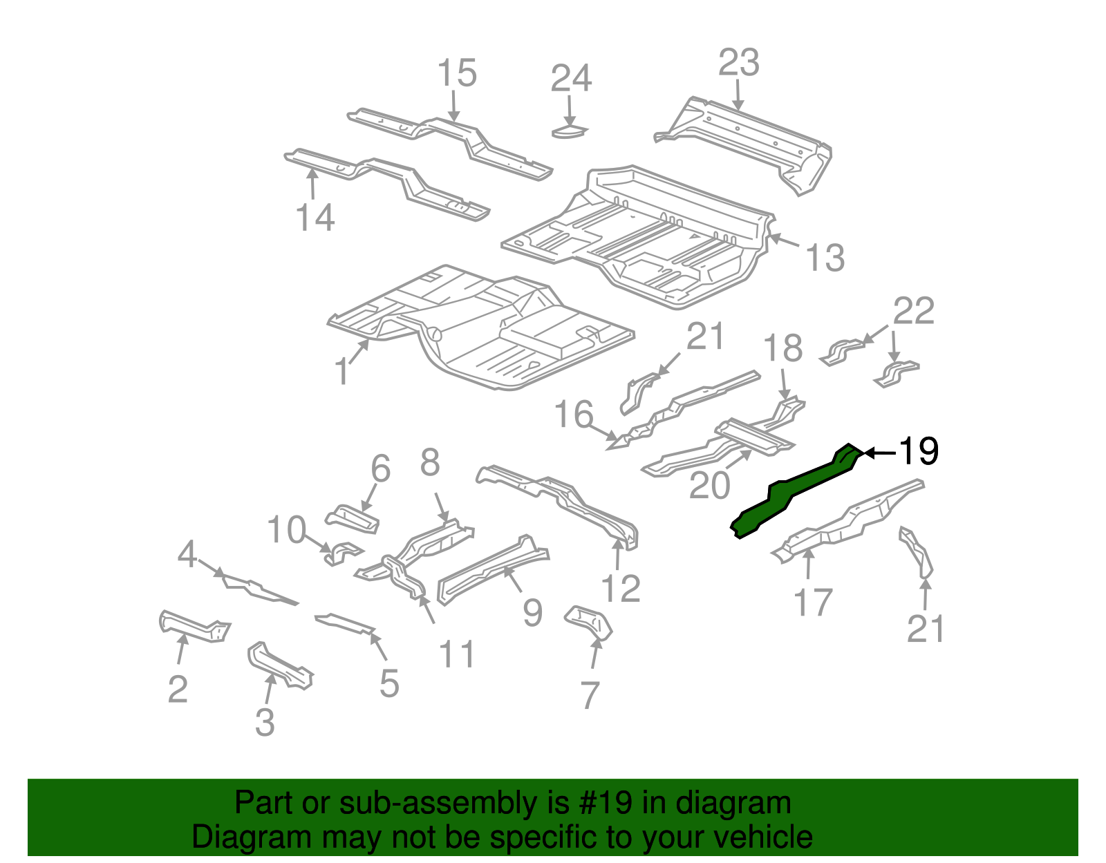 Driver Side Intermediate Floor Panel Reinforcement - GM (15722519)