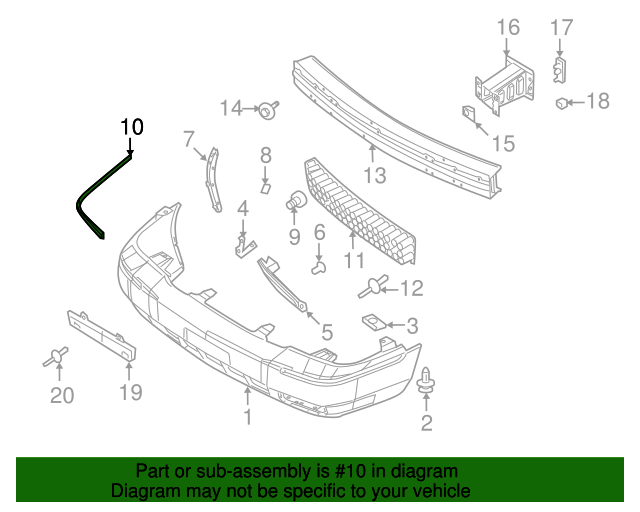 Genuine OEM Molding Bumper Bar Part 9W3Z17C829A Fits 20072011
