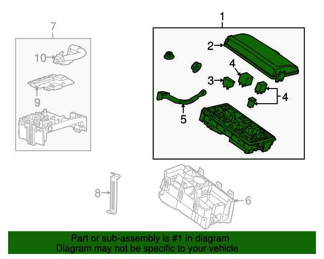 20102011 Cadillac SRX Engine Wiring Harness Junction Block 15896995